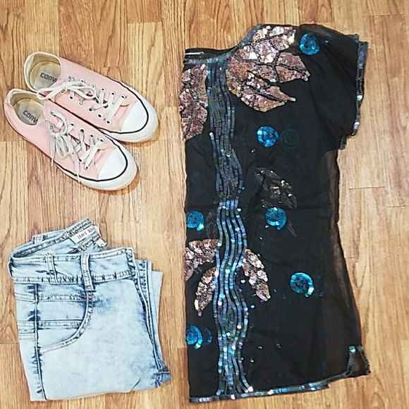 Tops - Sheer Sequin Top Mermaid Vibes!